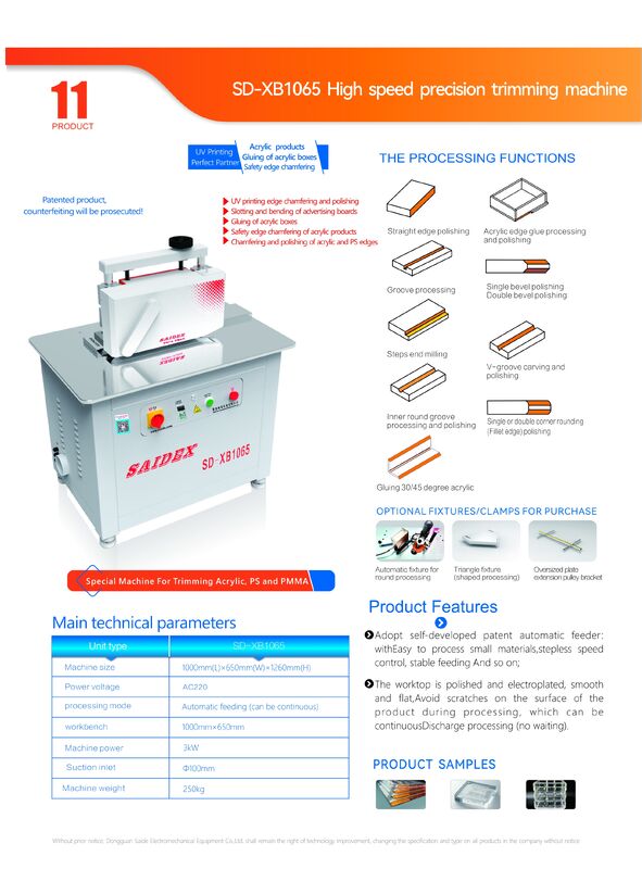 Saide China Fabrik liefert Fasenmaschine Kann Acryl R-Winkel-Anfasmaschine für PMMA/PS/MS/PC schneiden